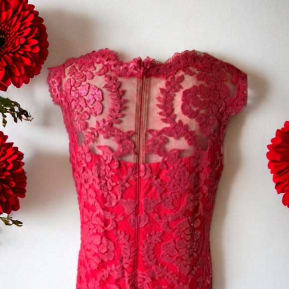 Tadashi Shoji Paillette Embroidered Illusion Lace Dress Size 14 - Picture 9 of 16